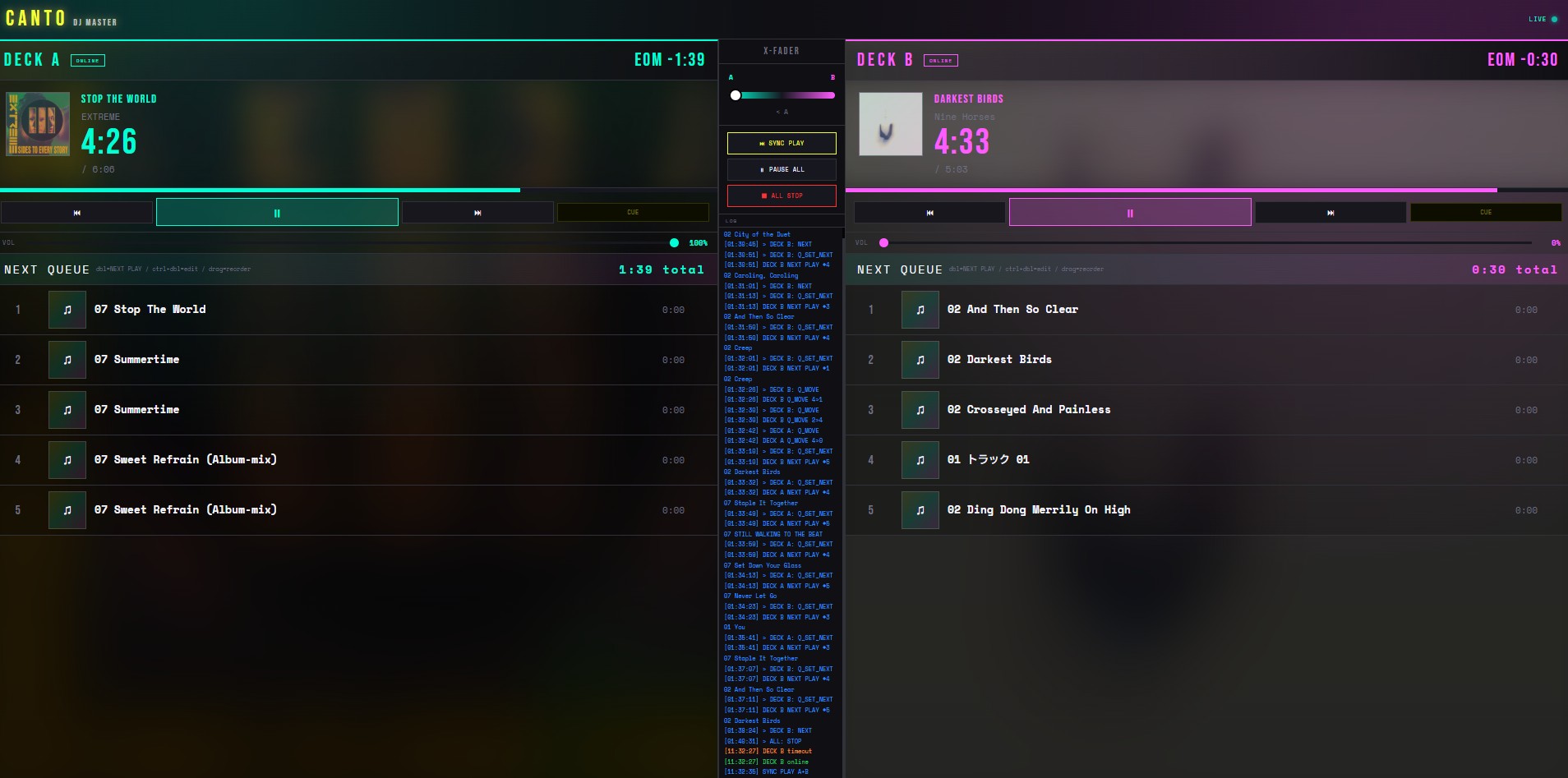 CANTO DJ MASTER — Dual Deck View